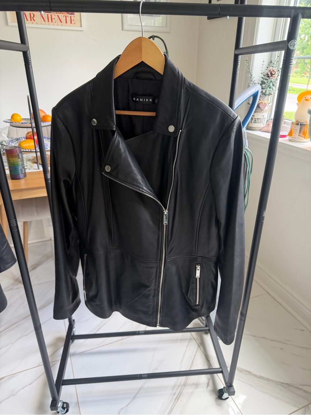 Danier Black Leather Biker Jacket